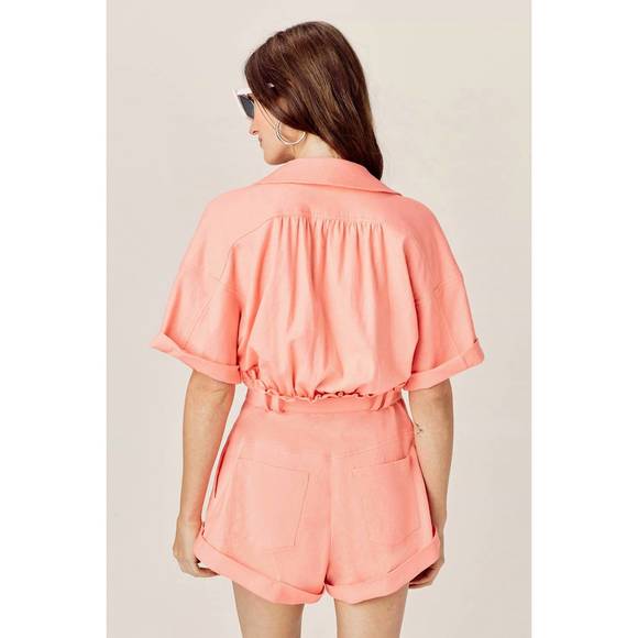 NEW FOR LOVE & LEMONS millie romper in mango - Picture 3 of 4